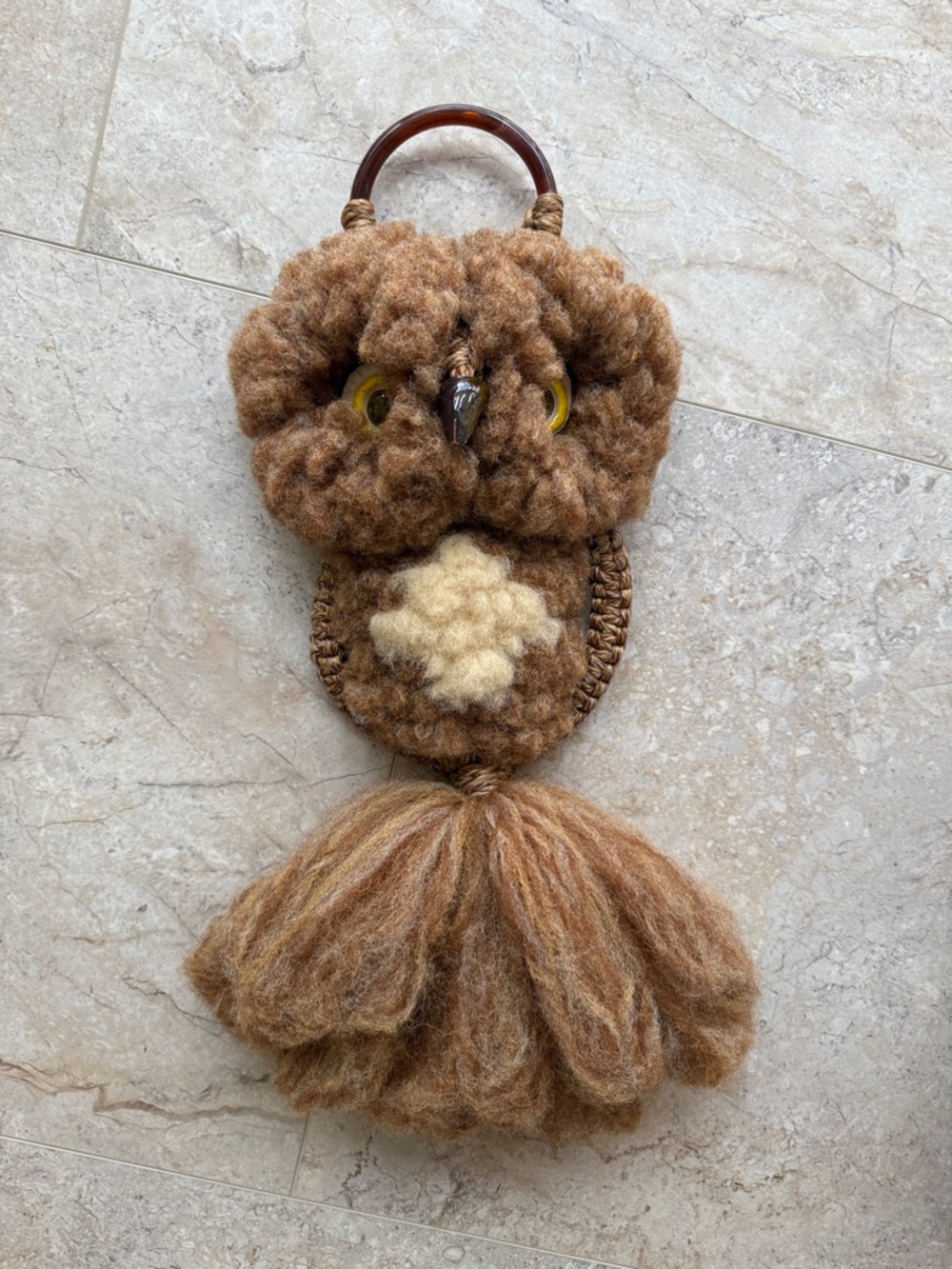 Vintage  70’s Macrame Owl Wall Hanging